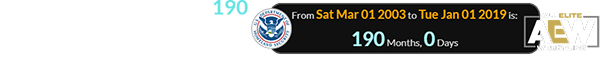 AEW was founded exactly 190 months after Immigrations & Customs was established: