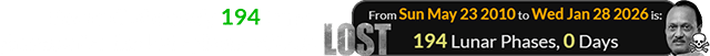 Pawar died exactly 194 Lunar phases after the last episode of Lost: