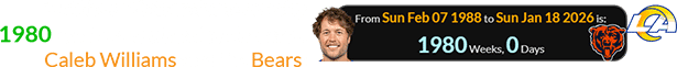 Matthew Stafford was exactly 1980 weeks old when he defeated Caleb Williams and the Bears: