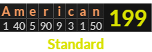 "American" = 199 (Standard)