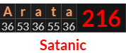 "Arata" = 216 (Satanic)