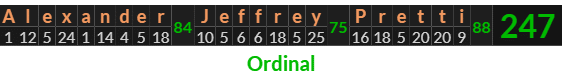 "Alexander Jeffrey Pretti" = 247 (Ordinal) 