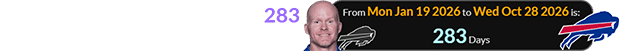 McDermott’s firing was a span of 283 days before the Bills’ anniversary: