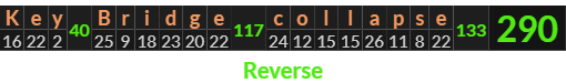 "Key Bridge collapse" = 290 (Reverse)