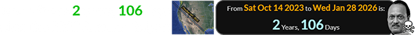 Jan. 28th was 2 years, 106 days after the 2023 Annular Eclipse: