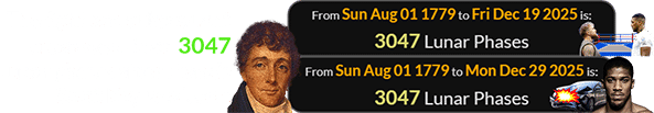 The fight and subsequent crash were both 3047 Lunar phases after Francis Scott Key was born: