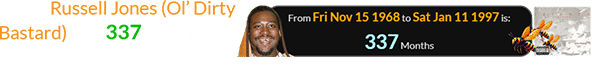 Russell Jones (Ol’ Dirty Bastard) was 337 months old when “Triumph” came out: