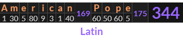 "American Pope" = 344 (Latin)