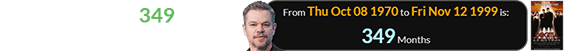 Matt Damon was 349 months old for the release of Dogma: