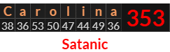 "Carolina" = 353 (Satanic)