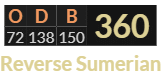 "ODB" = 360 (Reverse Sumerian)