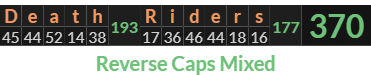 "Death Riders" = 370 (Reverse Caps Mixed)