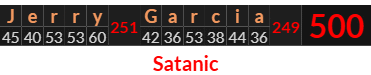"Jerry Garcia" = 500 (Satanic)