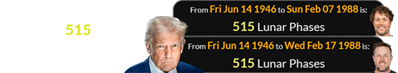 President Donald Trump was 515 Lunar phases old when each of them were born: