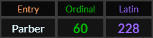 Parber = 60 and 228