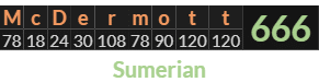 "McDermott" = 666 (Sumerian)
