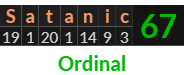 "Satanic" = 67 (Ordinal)