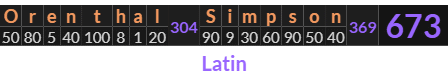 "Orenthal Simpson" = 673 (Latin)