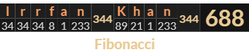 "Irrfan Khan" = 688 (Fibonacci)