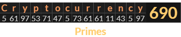 "Cryptocurrency" = 690 (Primes)