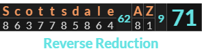"Scottsdale AZ" = 71 (Reverse Reduction)