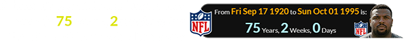 Johnson’s debut in the league was exactly 75 years, 2 weeks after the NFL’s date of establishment: