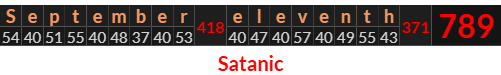 "September eleventh" = 789 (Satanic)