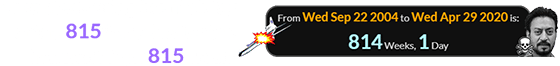 Khan died during the first day of the 815th week after the fictional Flight 815 crash: