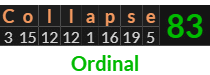 "Collapse" = 83 (Ordinal)