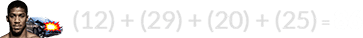 (12) + (29) + (20) + (25) = 86