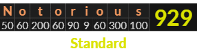 "Notorious" = 929 (Standard)