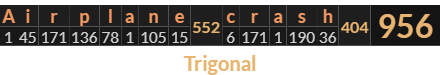 "Airplane crash" = 956 (Trigonal)