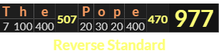 "The Pope" = 977 (Reverse Standard)