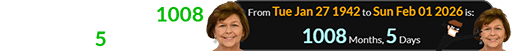 Nancy disappeared 1008 months, 5 days of age: