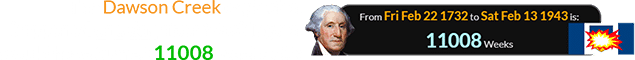 The Dawson Creek explosion happened one day after Washington would have turned 11008 weeks old: