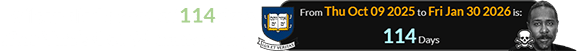 Wilson died a span of 114 days after Yale’s Oct. 9th anniversary: