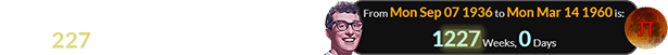 Buddy Holly would have been exactly 1,227 weeks old on Pi Day 1960: