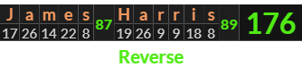 "James Harris" = 176 (Reverse)