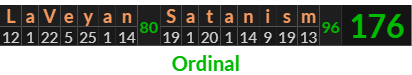 "LaVeyan Satanism" = 176 (Ordinal)