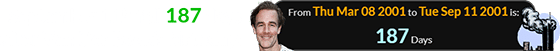September 11th fell 187 days after Van Der Beek’s birthday: