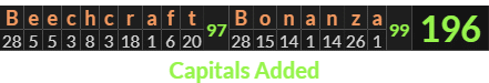 "Beechcraft Bonanza" = 196 (Capitals Added)