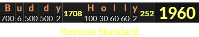 "Buddy Holly" = 1960 (Reverse Standard)