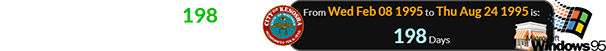 Windows 95 came out 198 days after Kenosha’s anniversary: