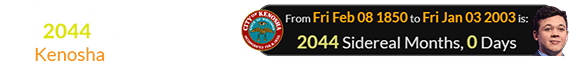 Rittenhouse was born exactly 2044 Lunar orbits after Kenosha’s incorporation:
