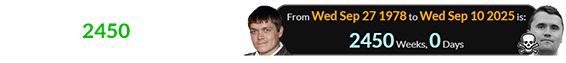 Bradley Kirk Arnold was exactly 2450 weeks old for the Charlie Kirk assassination: