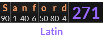 "Sanford" = 271 (Latin)