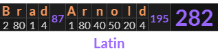 "Brad Arnold" = 282 (Latin)
