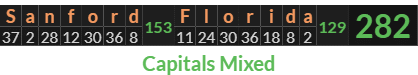 "Sanford Florida" = 282 (Capitals Mixed)