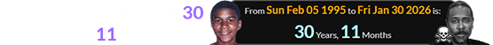 Trayvon Martin would be 30 years, 11 months old: