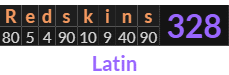 "Redskins" = 328 (Latin)